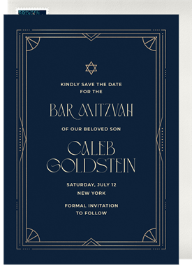 'Sophisticated Art Deco' Bar Mitzvah Save the Date