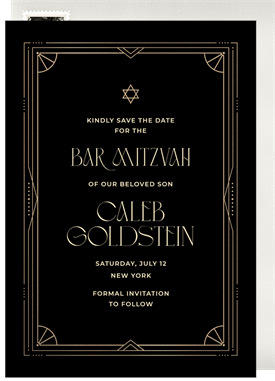 'Sophisticated Art Deco' Bar Mitzvah Save the Date