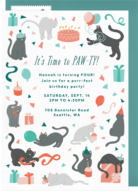 'Time To Pawty!' Kids Birthday Invitation