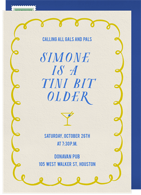 'Quirky Squiggle' Adult Birthday Invitation