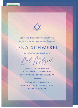 'Luminous Ombre' Bat Mitzvah Invitation