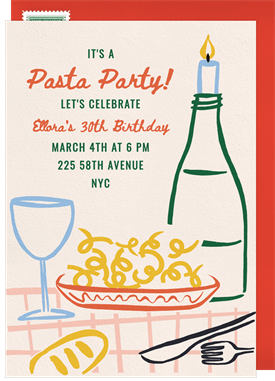 'Pasta Night' Adult Birthday Invitation