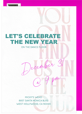 'In The Club' New Year's Party Invitation