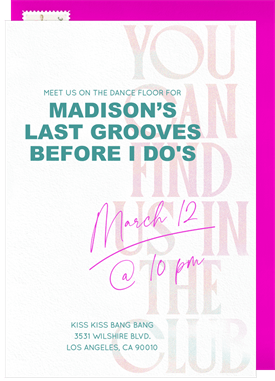'In The Club' Bachelorette Party Invitation