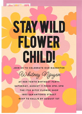 'Big Bold Blooms' Kids Birthday Invitation