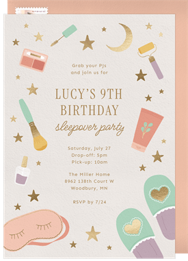 'Sleepover Spa' Kids Birthday Invitation