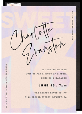 'Boldly Sixteen' Sweet 16 Invitation