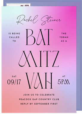 'Colorful Ombre' Bat Mitzvah Invitation