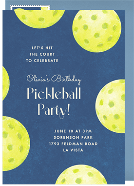 'Handpainted Pickleballs' Adult Birthday Invitation