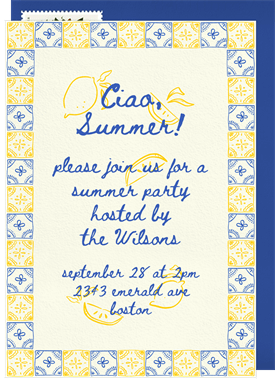 'Sorrento Tiles' Summer Party Invitation