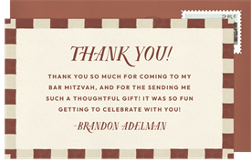 'Modern Dashed Border' Bar Mitzvah Thank You Note