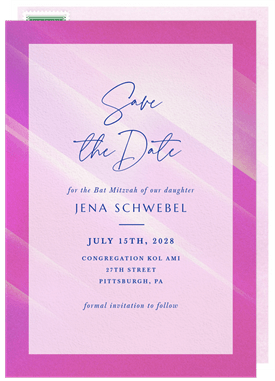 'Luminous Ombre' Bat Mitzvah Save the Date