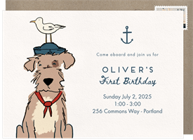 'Sailor Pup' Kids Birthday Invitation