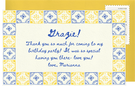 'Sorrento Tiles' Adult Birthday Thank You Note