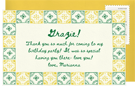 'Sorrento Tiles' Adult Birthday Thank You Note