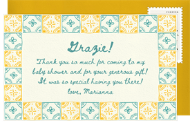 'Sorrento Tiles' Baby Shower Thank You Note