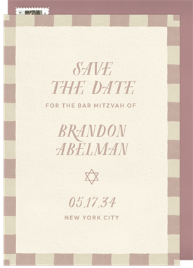 'Modern Dashed Border' Bar Mitzvah Save the Date