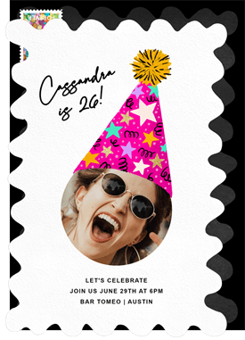'Pom Pom Hat' Adult Birthday Invitation