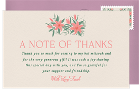 'Star in Bloom' Bat Mitzvah Thank You Note