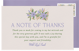 'Star in Bloom' Bat Mitzvah Thank You Note