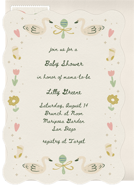 'Sweet Swans' Baby Shower Invitation