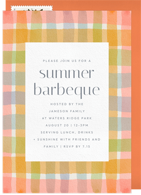 'Cheerful Plaid' Summer Party Invitation