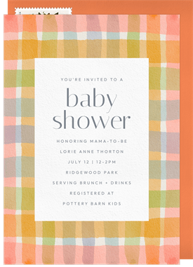 'Cheerful Plaid' Baby Shower Invitation