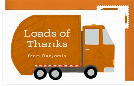 'Garbage Truck' Kids Birthday Thank You Note