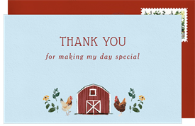 'Barn & Balloons' Kids Birthday Thank You Note