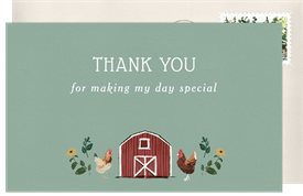 'Barn & Balloons' Kids Birthday Thank You Note
