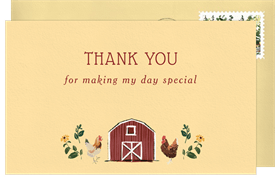 'Barn & Balloons' Kids Birthday Thank You Note