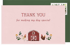 'Barn & Balloons' Kids Birthday Thank You Note