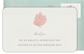 'Colorful Coral' Wedding Thank You Note