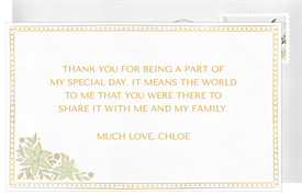 'Golden Bloom' Bat Mitzvah Thank You Note