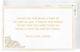 'Golden Bloom' Bat Mitzvah Thank You Note
