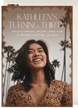 'Scallop Overlay' Adult Birthday Invitation