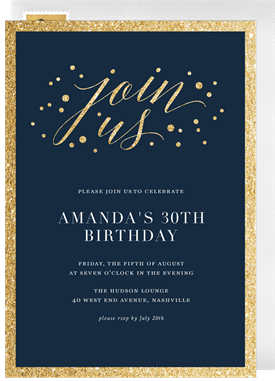 'Glitter Join Us' Adult Birthday Invitation