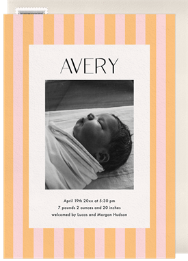 'Playful Stripes' Birth Announcement