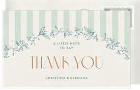 'Leafy Stripes' Baby Shower Thank You Note