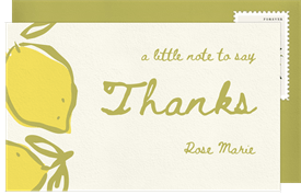 'Lovely Lemons' Baby Shower Thank You Note