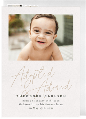 'Adopted & Adored' Announcements Announcement