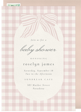 'Gingham Bow' Baby Shower Invitation