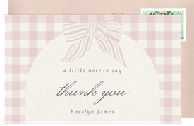 'Gingham Bow' Baby Shower Thank You Note