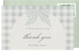 'Gingham Bow' Baby Shower Thank You Note