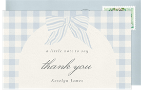 'Gingham Bow' Baby Shower Thank You Note