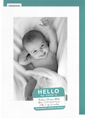 'Hello Name Tag' Birth Announcement