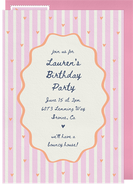 'Charming Pinstripes' Kids Birthday Invitation