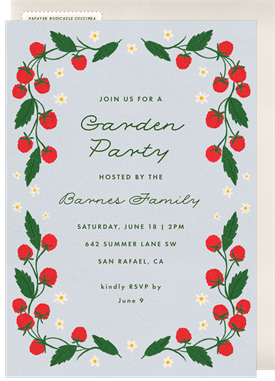 'Raspberry Vine' Garden party Invitation