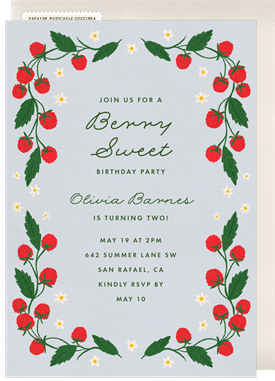 'Raspberry Vine' Kids Birthday Invitation