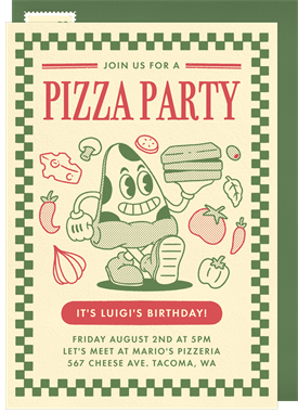 'Pizza Box' Kids Birthday Invitation